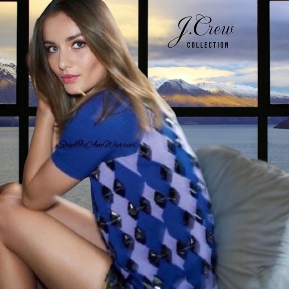 J.Crew Collection NWT embellished argyle short sleeve sweater shop@iamwarrior - Picture 1 of 9